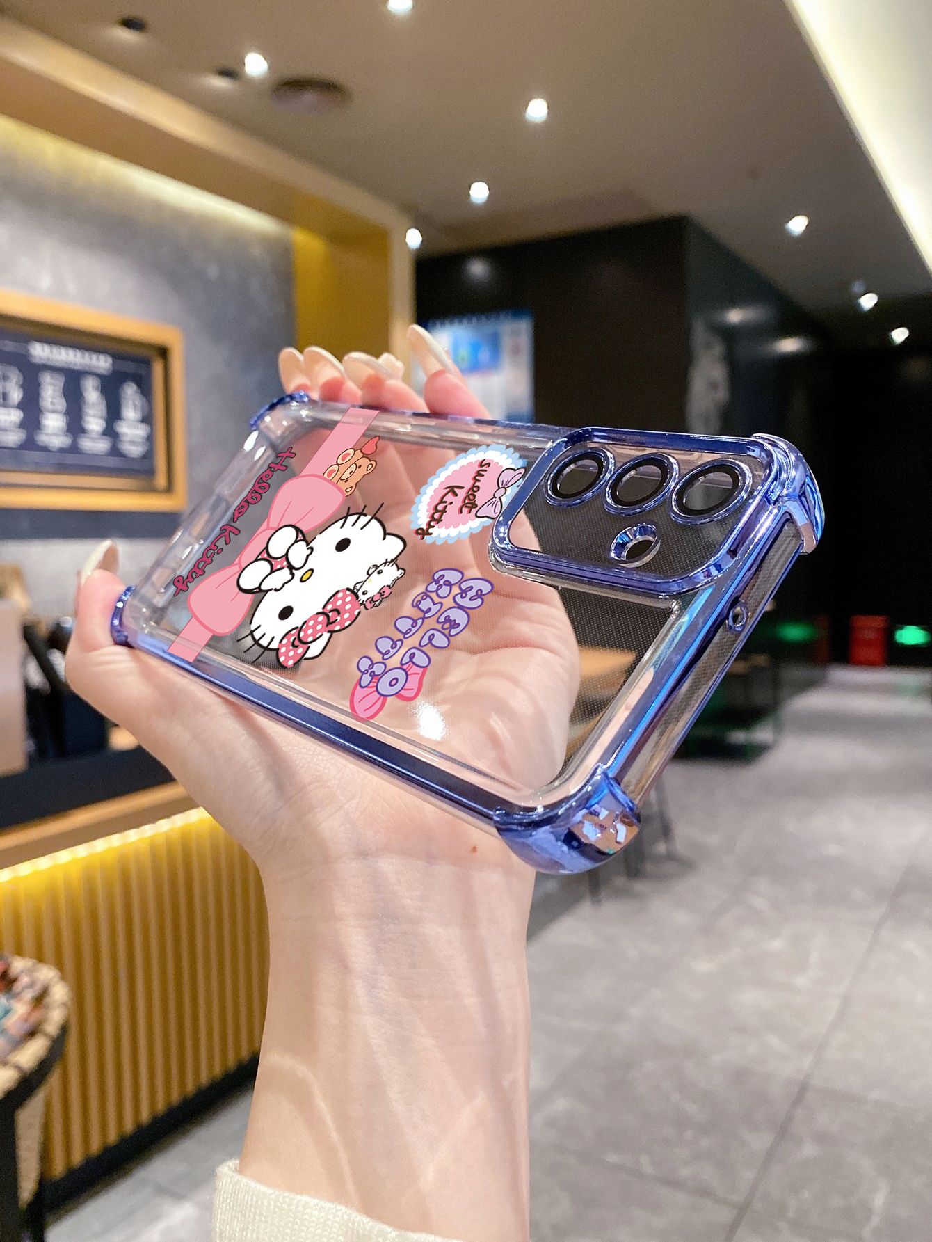 For OPPO A3X A2 Pro A1 A60 A18 A38 A17 A16 A57 A77 4G A59 A98 A78 A58 5G Cartoon Cute HelloKitty Plating Frame Clear Phone Case Anti-shock Cover