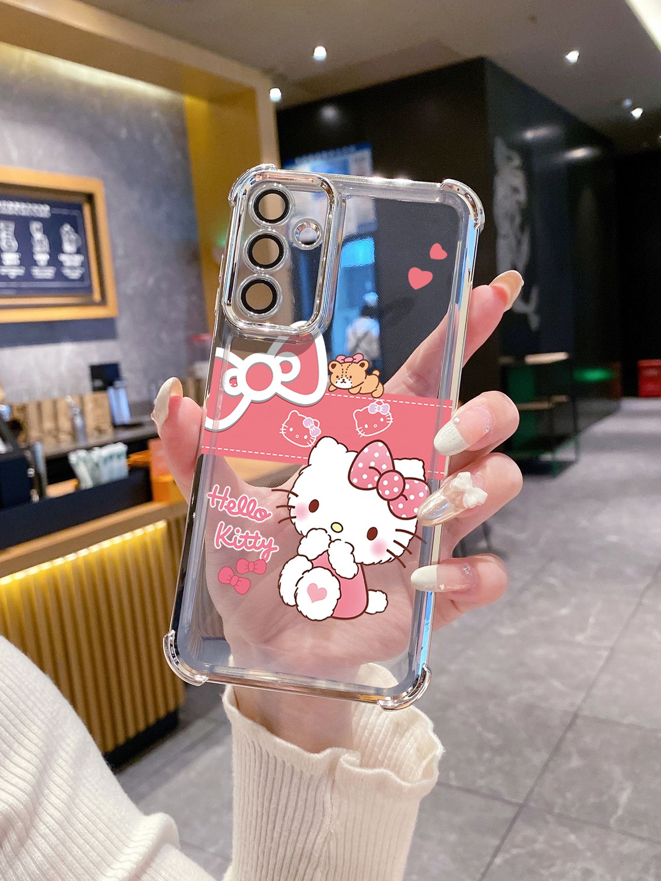 For OPPO A3X A2 Pro A1 A60 A18 A38 A17 A16 A57 A77 4G A59 A98 A78 A58 5G Cartoon Cute HelloKitty Plating Frame Clear Phone Case Anti-shock Cover