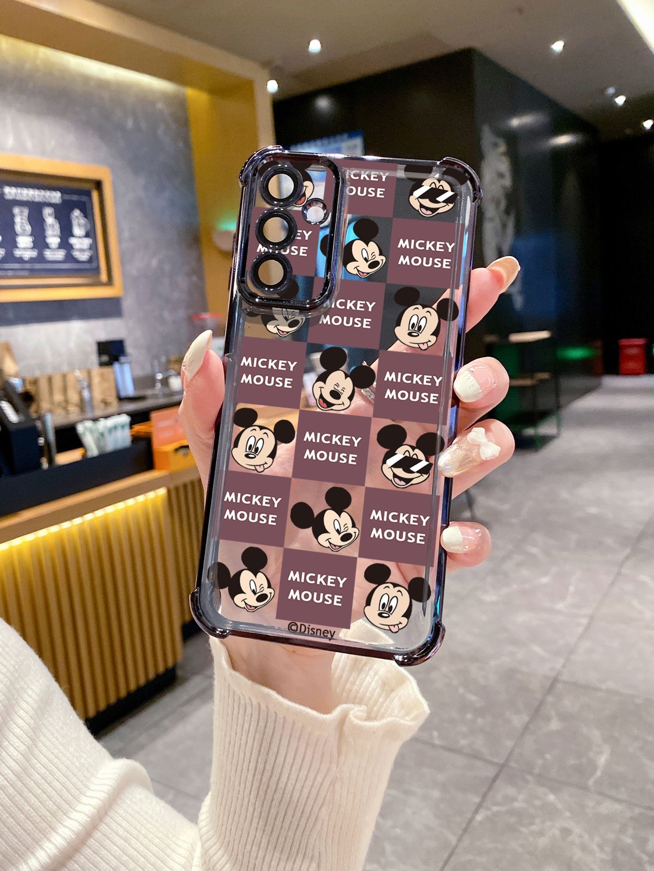For Huawei Pura 70 Ultra Mate 60 70 Pro Honor 300 200 X9A 90 Lite Funny Face Mickey Minnie Plaid Plating Frame Clear Phone Case Anti-shock Cover