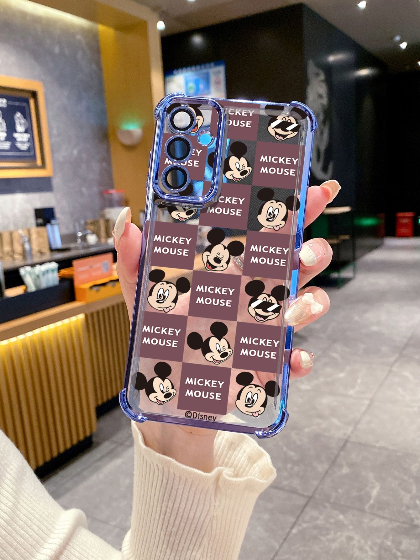 For Huawei Pura 70 Ultra Mate 60 70 Pro Honor 300 200 X9A 90 Lite Funny Face Mickey Minnie Plaid Plating Frame Clear Phone Case Anti-shock Cover