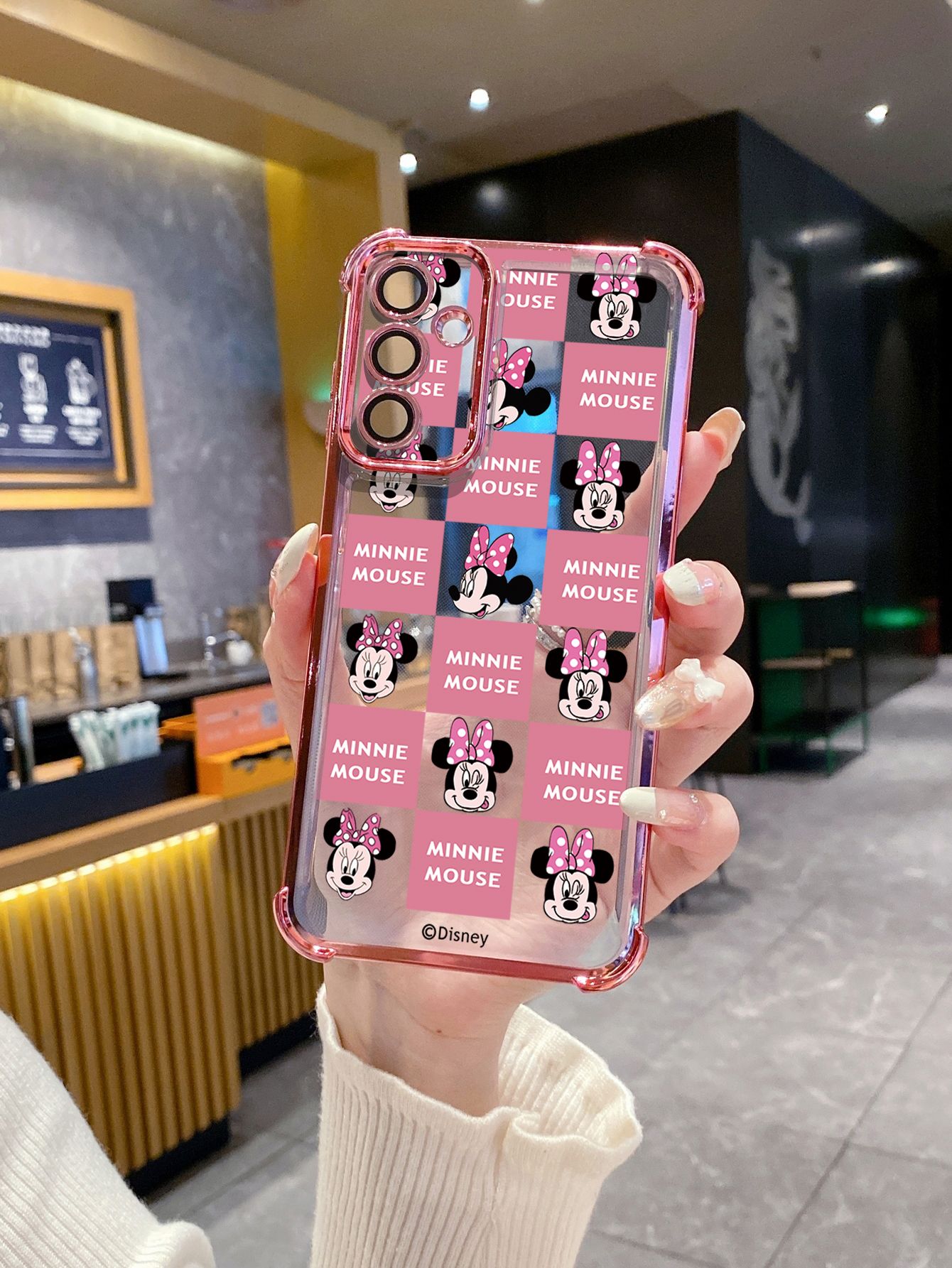 For Huawei Pura 70 Ultra Mate 60 70 Pro Honor 300 200 X9A 90 Lite Funny Face Mickey Minnie Plaid Plating Frame Clear Phone Case Anti-shock Cover
