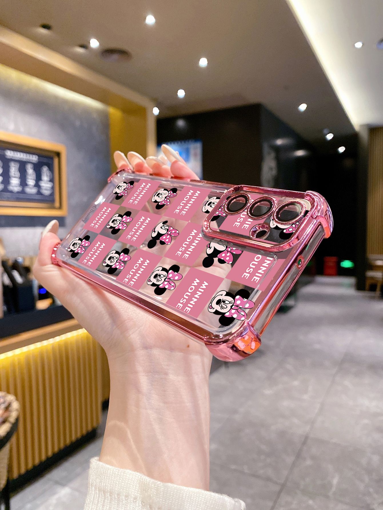 For Huawei Pura 70 Ultra Mate 60 70 Pro Honor 300 200 X9A 90 Lite Funny Face Mickey Minnie Plaid Plating Frame Clear Phone Case Anti-shock Cover