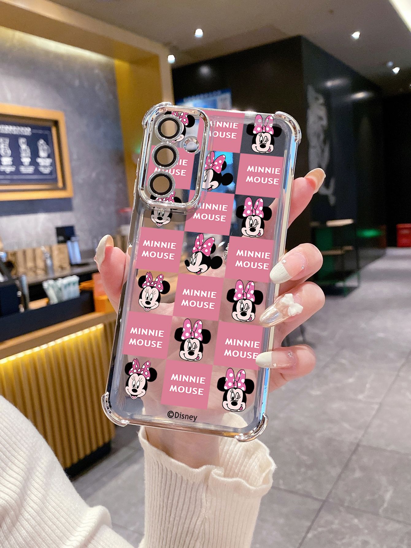 For Huawei Pura 70 Ultra Mate 60 70 Pro Honor 300 200 X9A 90 Lite Funny Face Mickey Minnie Plaid Plating Frame Clear Phone Case Anti-shock Cover
