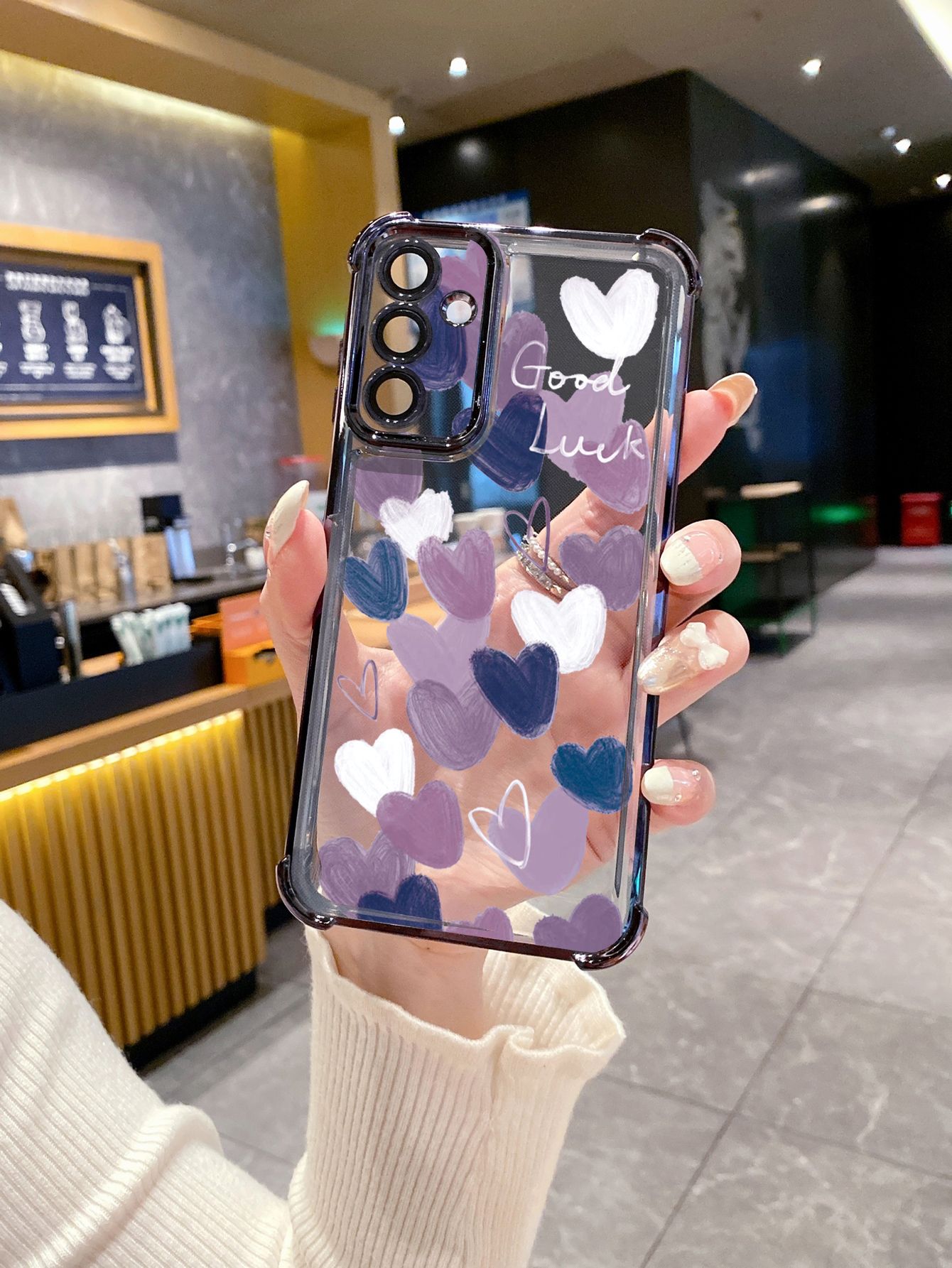 For Samsung Galaxy S25 S24 S23 Ultra S22 Plus S21 FE S20 Couple Heart Plating Frame Clear Phone Case Anti-shock Cover