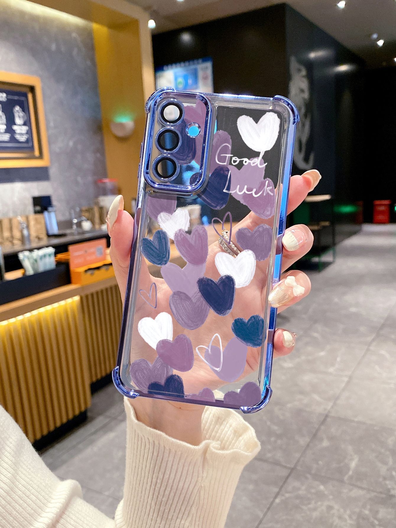 For Samsung Galaxy S25 S24 S23 Ultra S22 Plus S21 FE S20 Couple Heart Plating Frame Clear Phone Case Anti-shock Cover