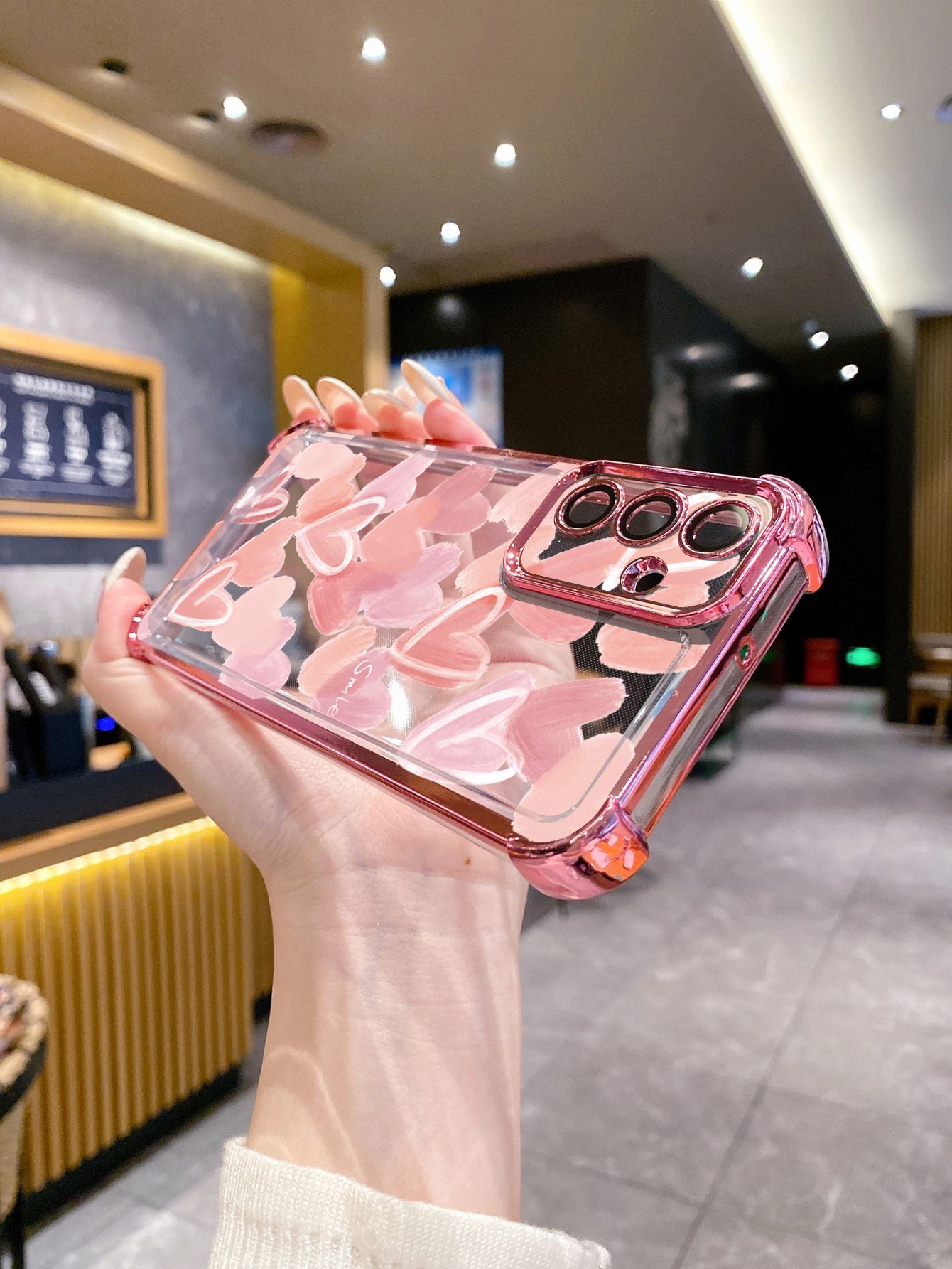 For OPPO A3X A2 Pro A1 A60 A18 A38 A17 A16 A57 A77 4G A59 A98 A78 A58 5G Couple Heart Plating Frame Clear Phone Case Anti-shock Cover