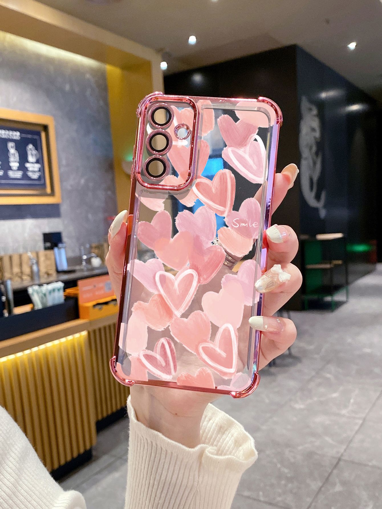 For OPPO A3X A2 Pro A1 A60 A18 A38 A17 A16 A57 A77 4G A59 A98 A78 A58 5G Couple Heart Plating Frame Clear Phone Case Anti-shock Cover