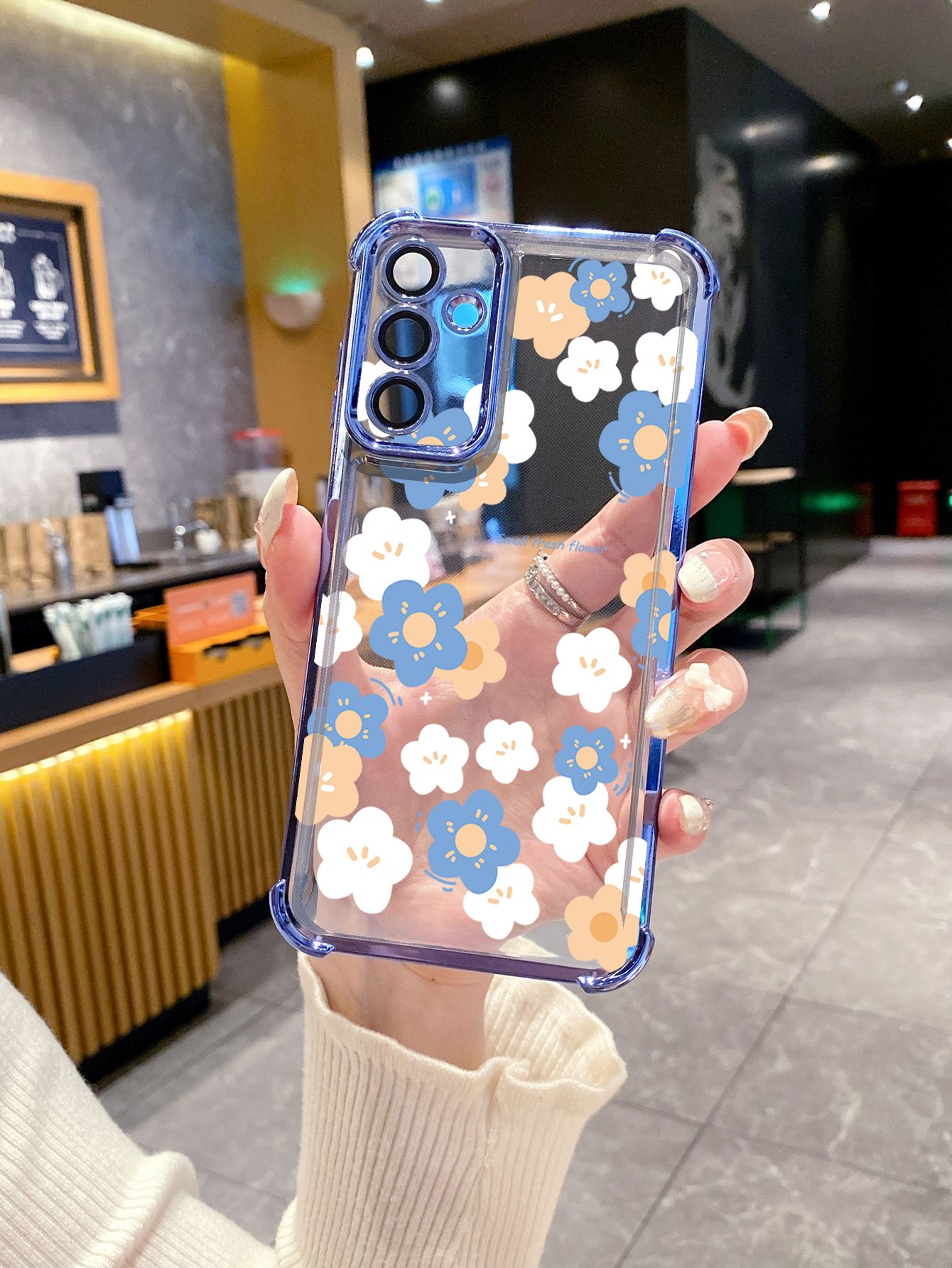 For Samsung Galaxy A15 A05 A35 A55 A14 A34 A33 A53 A73 A32 A56 A36 A06 A16 Women Flower Plating Frame Clear Phone Case Anti-shock Cover
