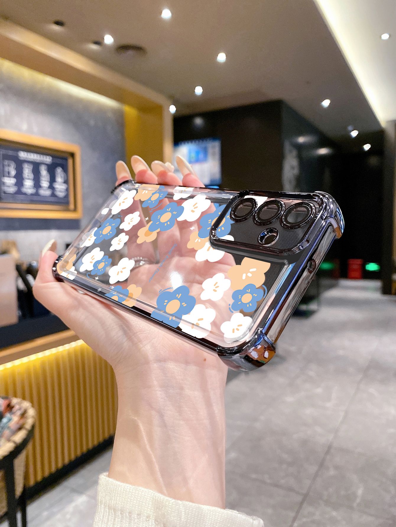 For Samsung Galaxy A15 A05 A35 A55 A14 A34 A33 A53 A73 A32 A56 A36 A06 A16 Women Flower Plating Frame Clear Phone Case Anti-shock Cover