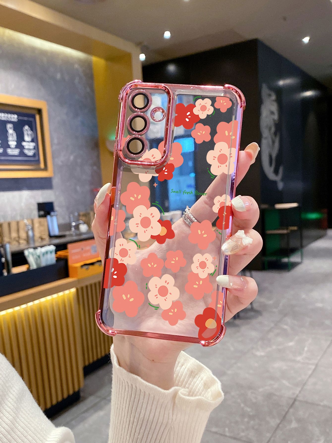 For Samsung Galaxy A15 A05 A35 A55 A14 A34 A33 A53 A73 A32 A56 A36 A06 A16 Women Flower Plating Frame Clear Phone Case Anti-shock Cover
