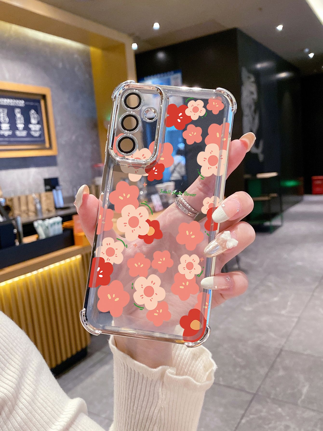For Samsung Galaxy A15 A05 A35 A55 A14 A34 A33 A53 A73 A32 A56 A36 A06 A16 Women Flower Plating Frame Clear Phone Case Anti-shock Cover