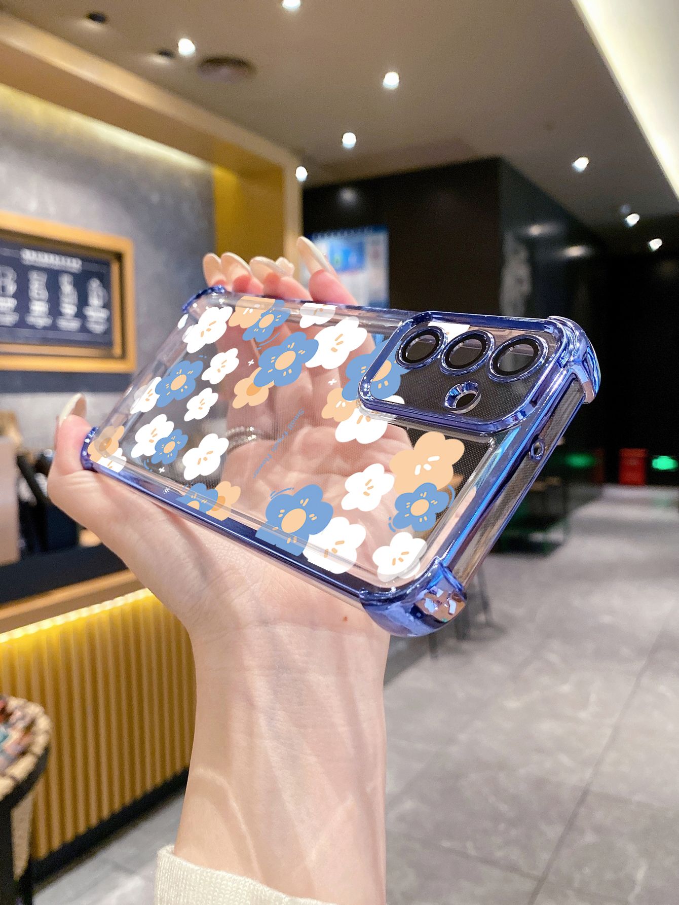 For Samsung Galaxy A15 A05 A35 A55 A14 A34 A33 A53 A73 A32 A56 A36 A06 A16 Women Flower Plating Frame Clear Phone Case Anti-shock Cover