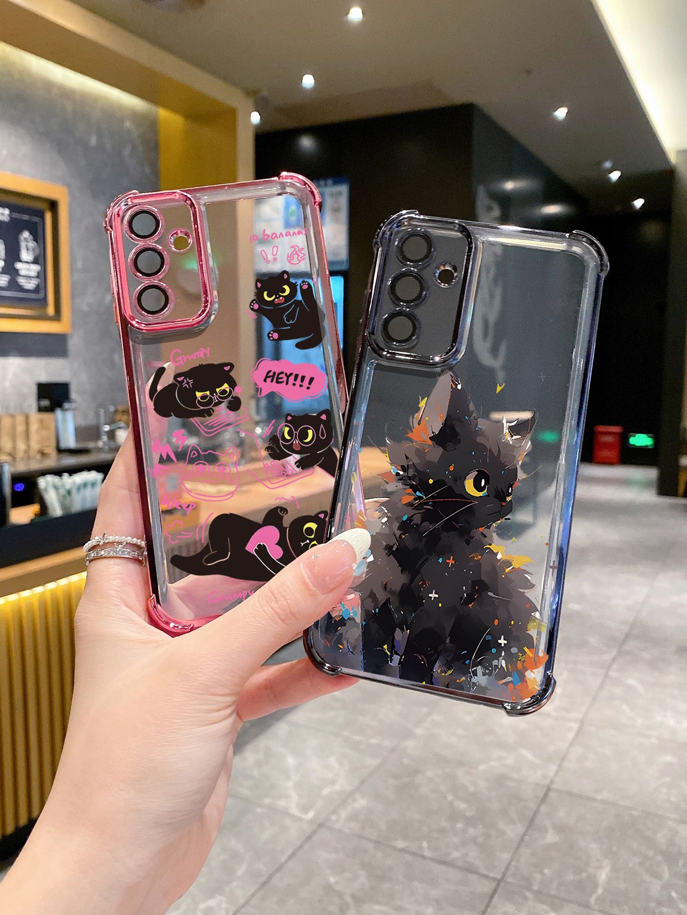 For Huawei Pura 70 Ultra Mate 60 70 Pro Honor 300 200 X9A 90 Lite Cute Black Cats Plating Frame Clear Phone Case Anti-shock Cover