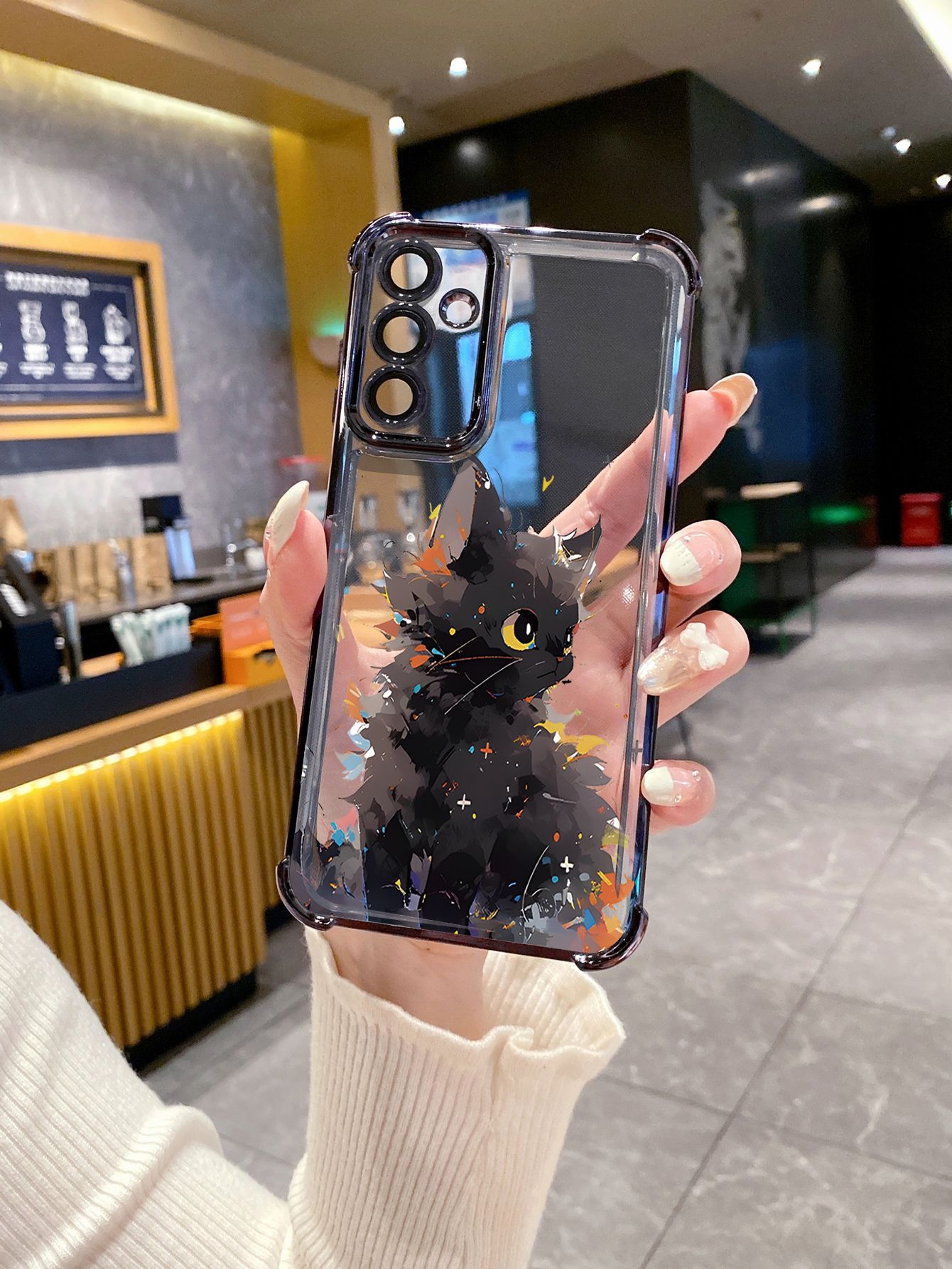 For Huawei Pura 70 Ultra Mate 60 70 Pro Honor 300 200 X9A 90 Lite Cute Black Cats Plating Frame Clear Phone Case Anti-shock Cover