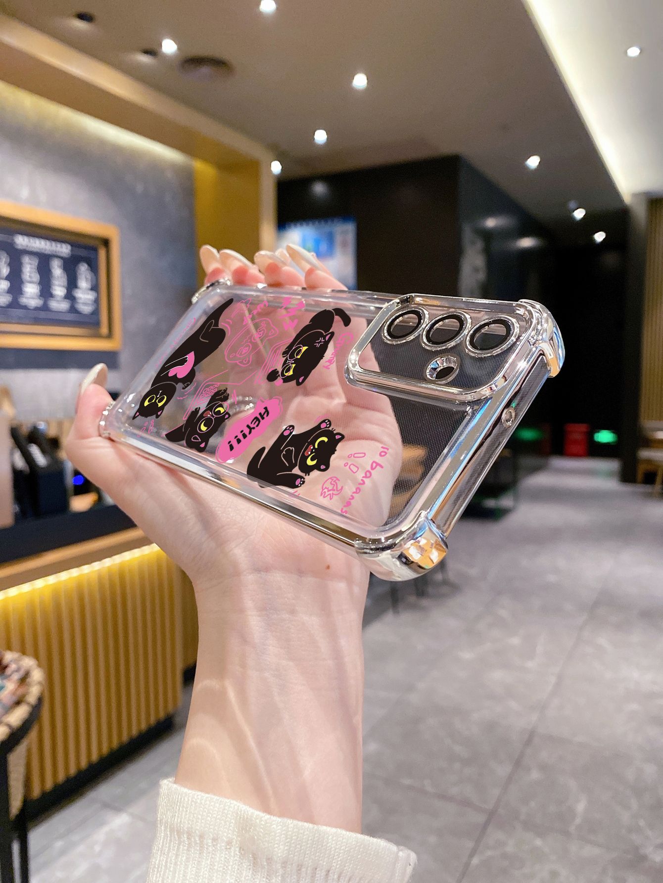 For Huawei Pura 70 Ultra Mate 60 70 Pro Honor 300 200 X9A 90 Lite Cute Black Cats Plating Frame Clear Phone Case Anti-shock Cover