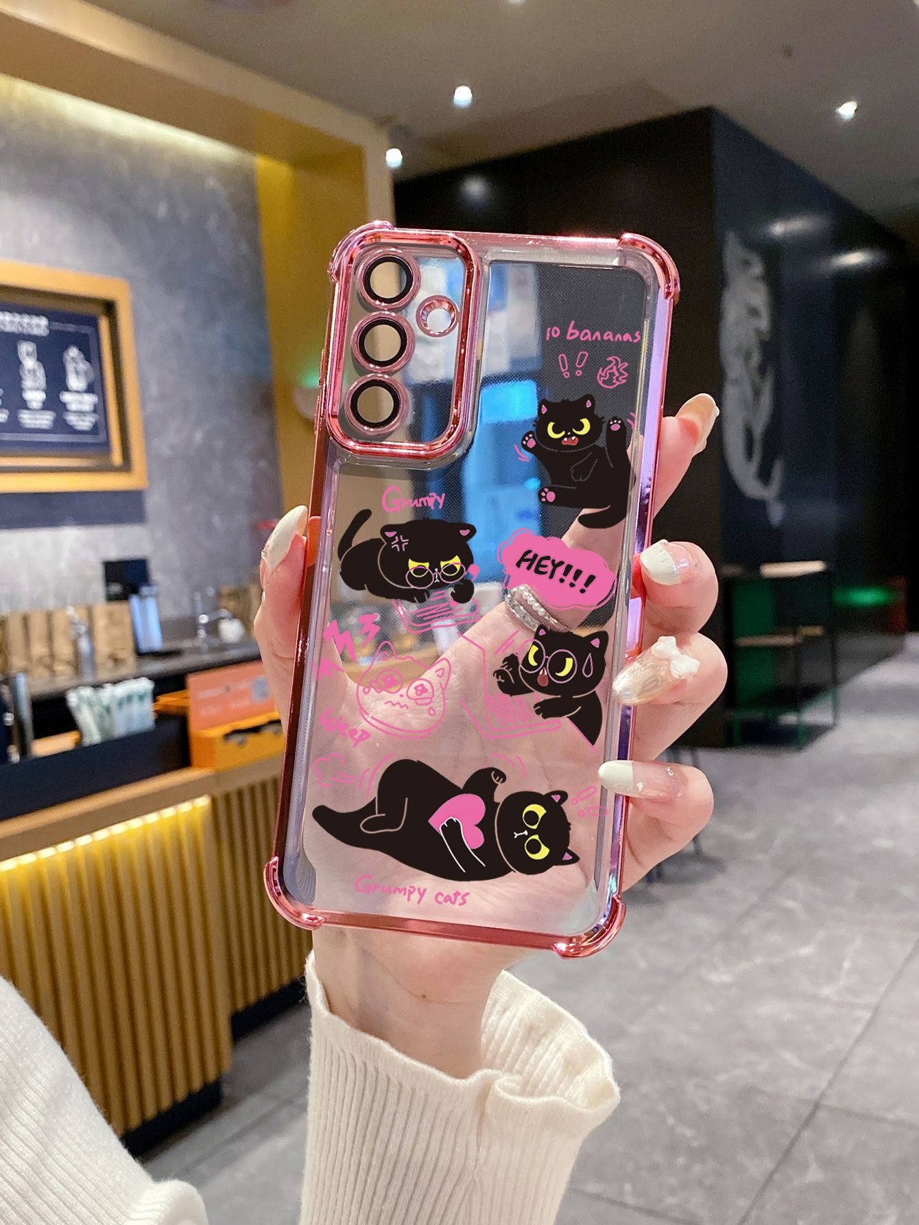 For Huawei Pura 70 Ultra Mate 60 70 Pro Honor 300 200 X9A 90 Lite Cute Black Cats Plating Frame Clear Phone Case Anti-shock Cover