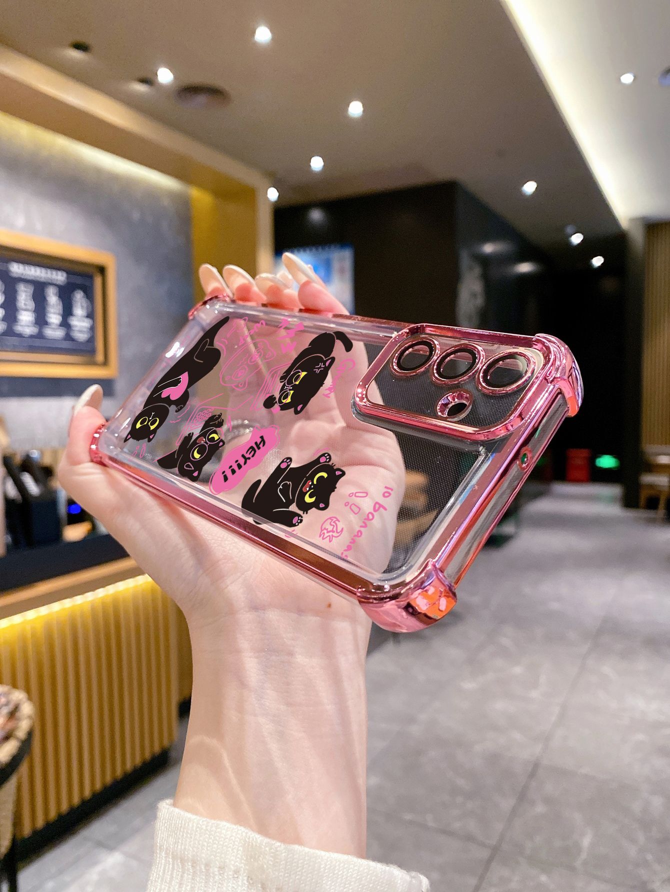 For Huawei Pura 70 Ultra Mate 60 70 Pro Honor 300 200 X9A 90 Lite Cute Black Cats Plating Frame Clear Phone Case Anti-shock Cover