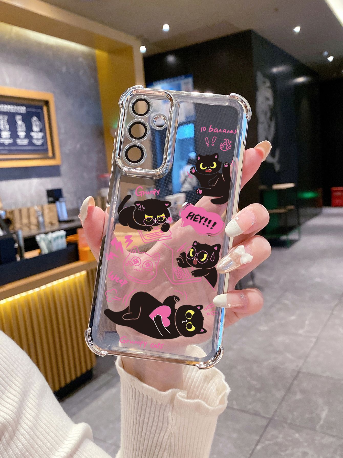 For Huawei Pura 70 Ultra Mate 60 70 Pro Honor 300 200 X9A 90 Lite Cute Black Cats Plating Frame Clear Phone Case Anti-shock Cover