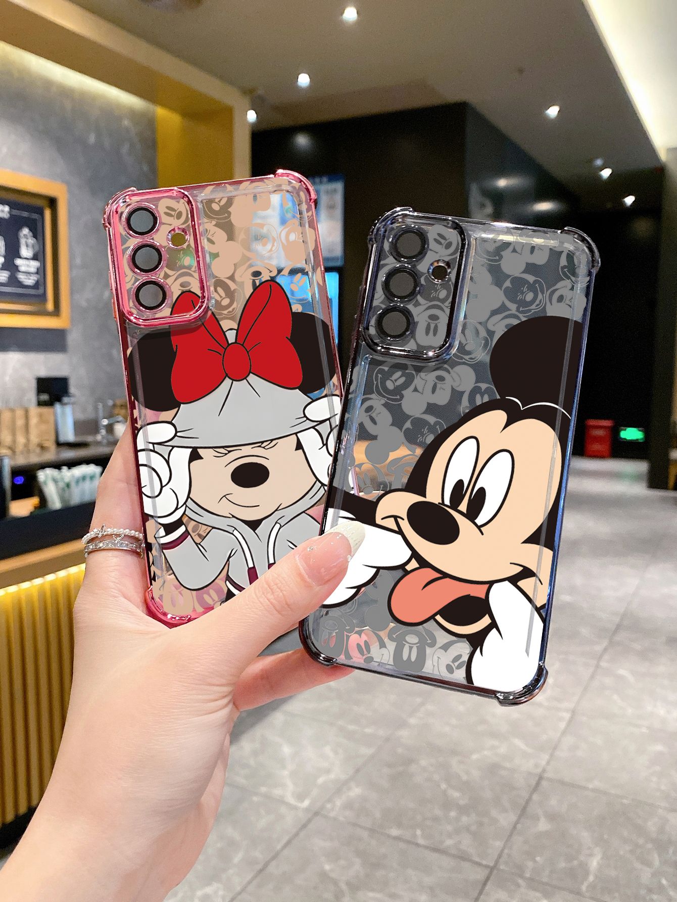 For Huawei Pura 70 Ultra Mate 60 70 Pro Honor 300 200 X9A 90 Lite Funny Mickey Minnie Plating Frame Clear Phone Case Anti-shock Cover