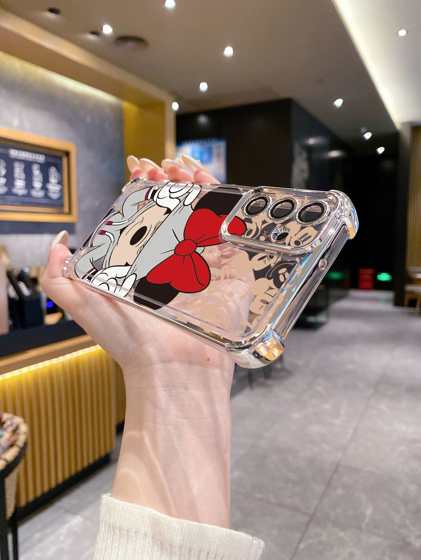 For Huawei Pura 70 Ultra Mate 60 70 Pro Honor 300 200 X9A 90 Lite Funny Mickey Minnie Plating Frame Clear Phone Case Anti-shock Cover