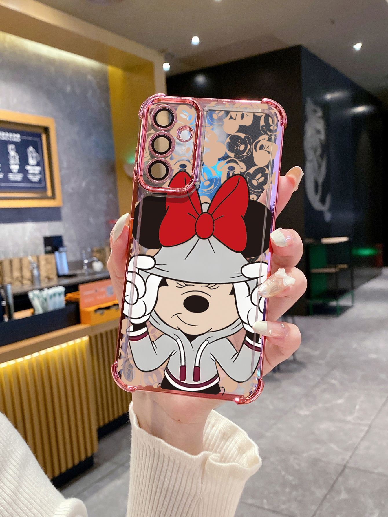 For Huawei Pura 70 Ultra Mate 60 70 Pro Honor 300 200 X9A 90 Lite Funny Mickey Minnie Plating Frame Clear Phone Case Anti-shock Cover