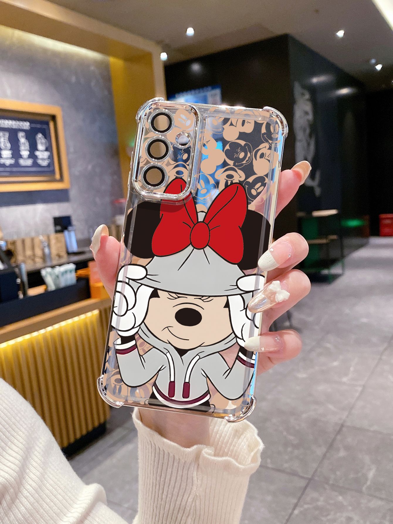 For Huawei Pura 70 Ultra Mate 60 70 Pro Honor 300 200 X9A 90 Lite Funny Mickey Minnie Plating Frame Clear Phone Case Anti-shock Cover
