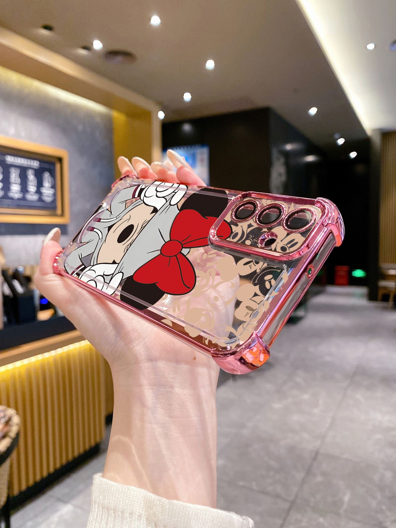 For Huawei Pura 70 Ultra Mate 60 70 Pro Honor 300 200 X9A 90 Lite Funny Mickey Minnie Plating Frame Clear Phone Case Anti-shock Cover