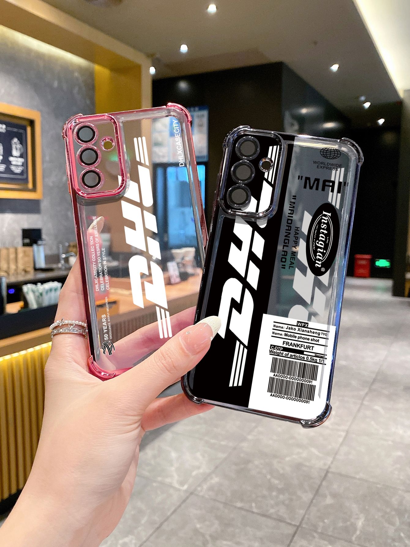 For Huawei Pura 70 Ultra Mate 60 70 Pro Honor 300 200 X9A 90 Lite DHL Barcode Label Plating Frame Clear Phone Case Anti-shock Cover