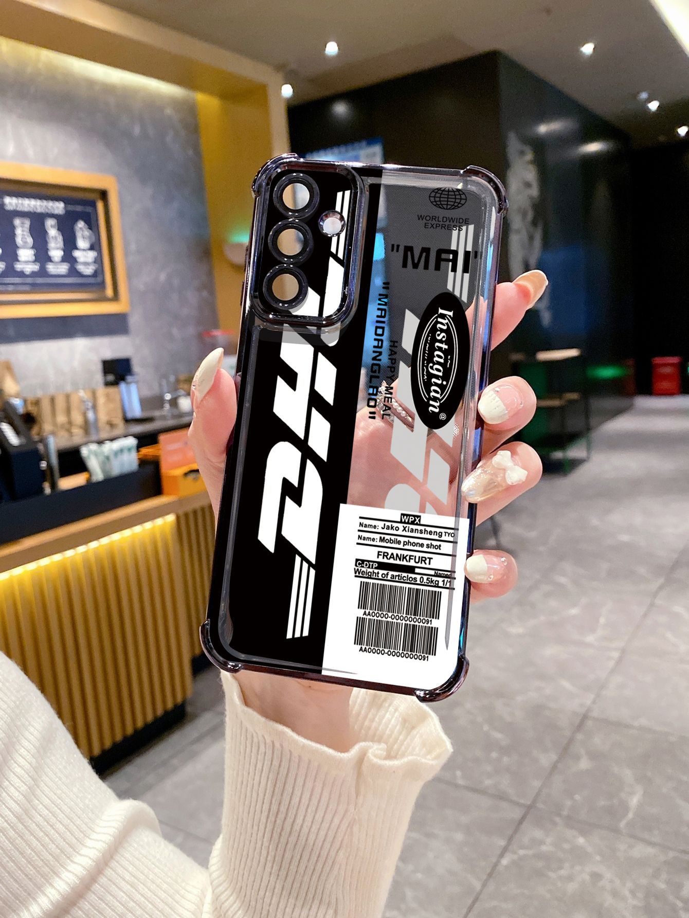 For VIVO Y17S Y27 T1X Y02S Y21S Y02 Y33S Y12S Y18 Y38 Y20 DHL Barcode Label Plating Frame Clear Phone Case Anti-shock Cover