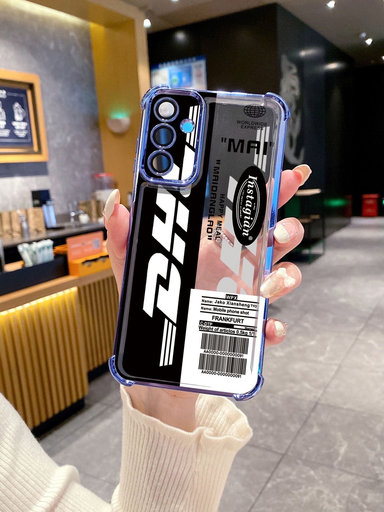 For VIVO Y17S Y27 T1X Y02S Y21S Y02 Y33S Y12S Y18 Y38 Y20 DHL Barcode Label Plating Frame Clear Phone Case Anti-shock Cover