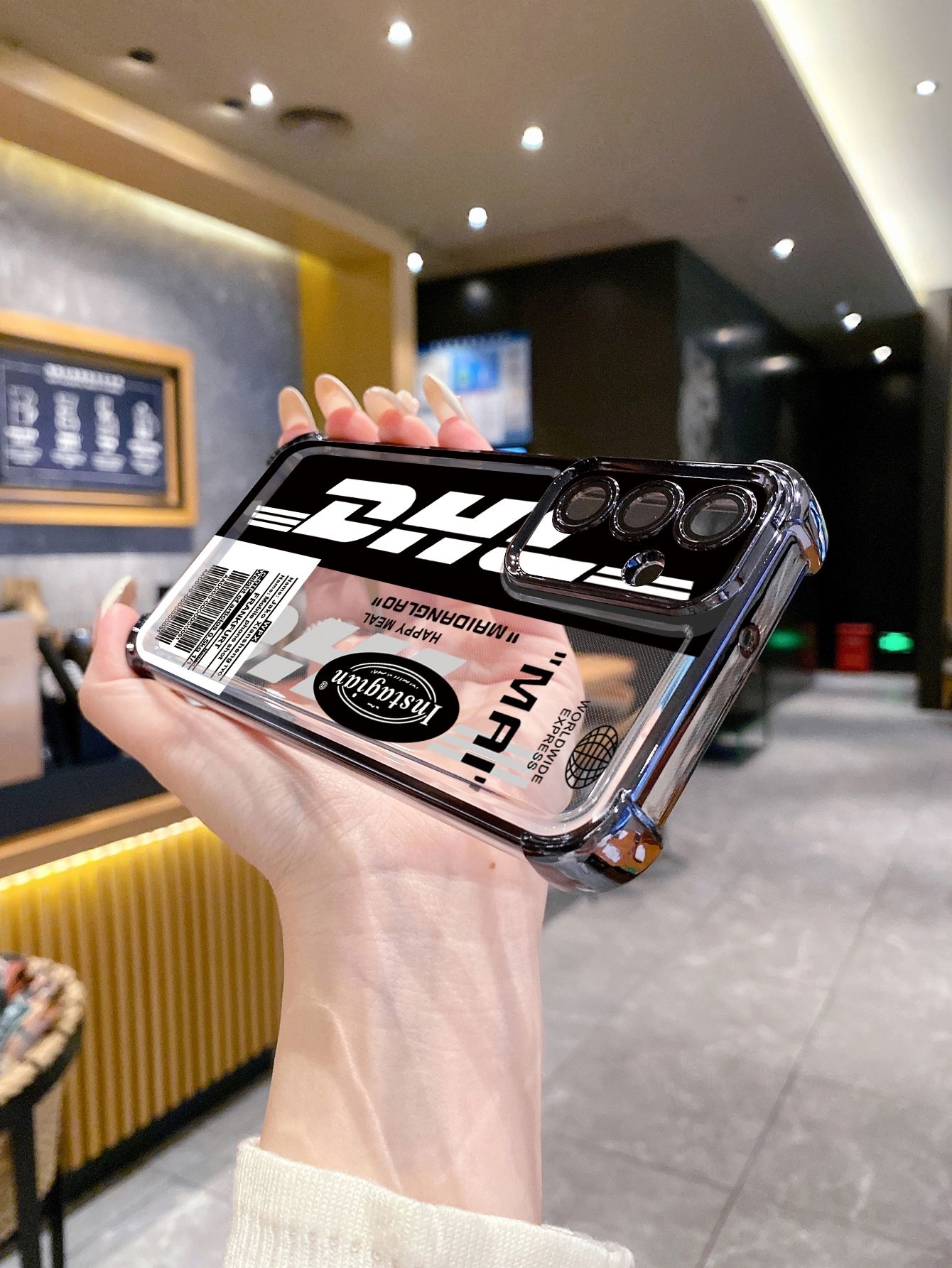 For VIVO Y17S Y27 T1X Y02S Y21S Y02 Y33S Y12S Y18 Y38 Y20 DHL Barcode Label Plating Frame Clear Phone Case Anti-shock Cover