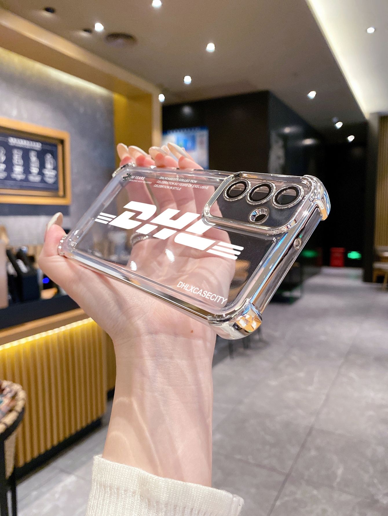 For VIVO Y17S Y27 T1X Y02S Y21S Y02 Y33S Y12S Y18 Y38 Y20 DHL Barcode Label Plating Frame Clear Phone Case Anti-shock Cover