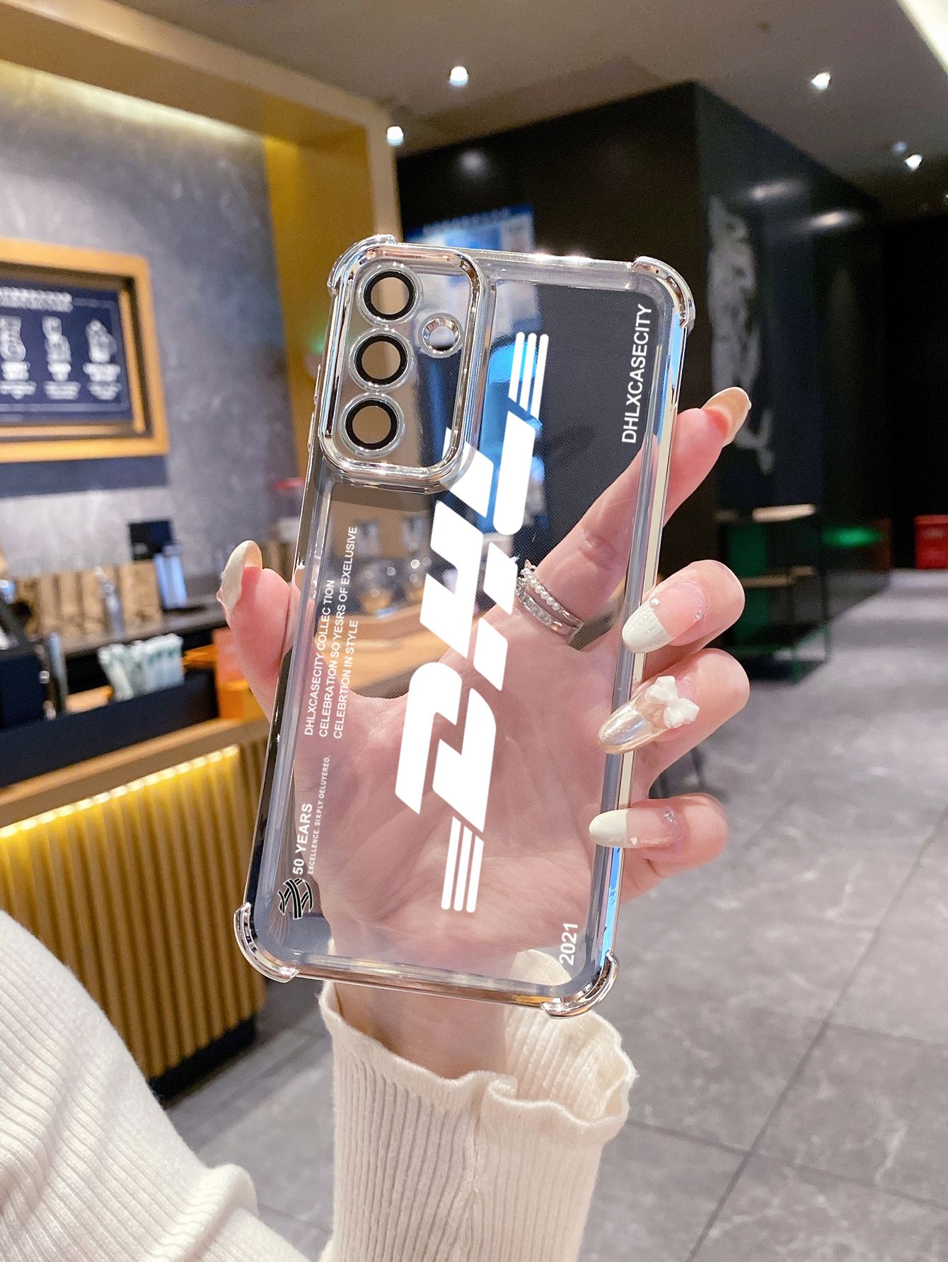 For VIVO Y17S Y27 T1X Y02S Y21S Y02 Y33S Y12S Y18 Y38 Y20 DHL Barcode Label Plating Frame Clear Phone Case Anti-shock Cover