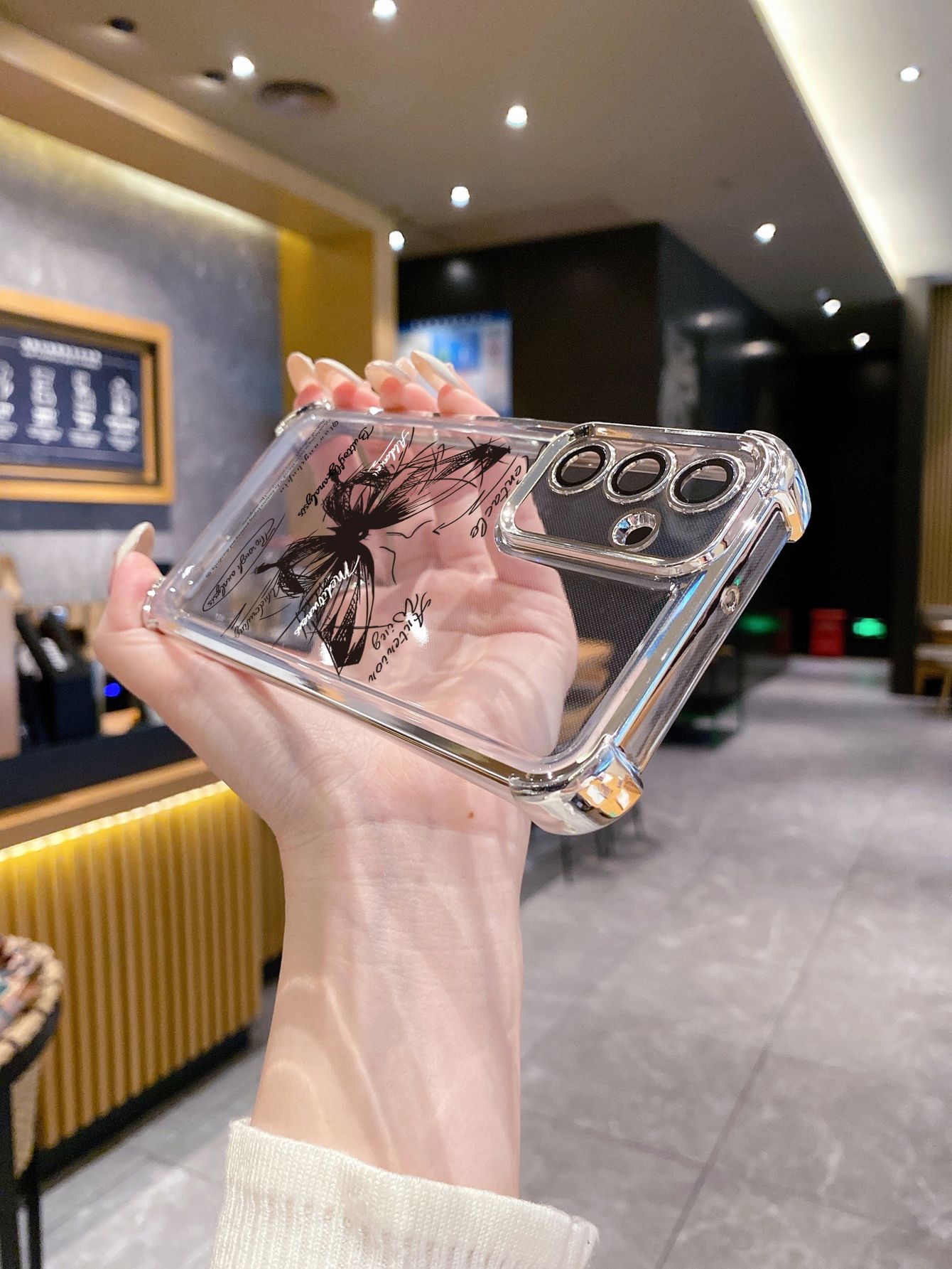 For OPPO A3X A2 Pro A1 A60 A18 A38 A17 A16 A57 A77 4G A59 A98 A78 A58 5G Drawing Butterfly Plating Frame Clear Phone Case Anti-shock Cover