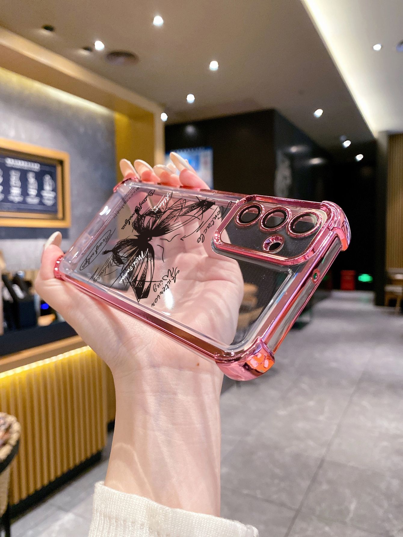 For Realme C67 C53 C51 Note 50 C21Y C25Y C33 C30 C35 C11 2021 C12 C15 Drawing Butterfly Plating Frame Clear Phone Case Anti-shock Cover