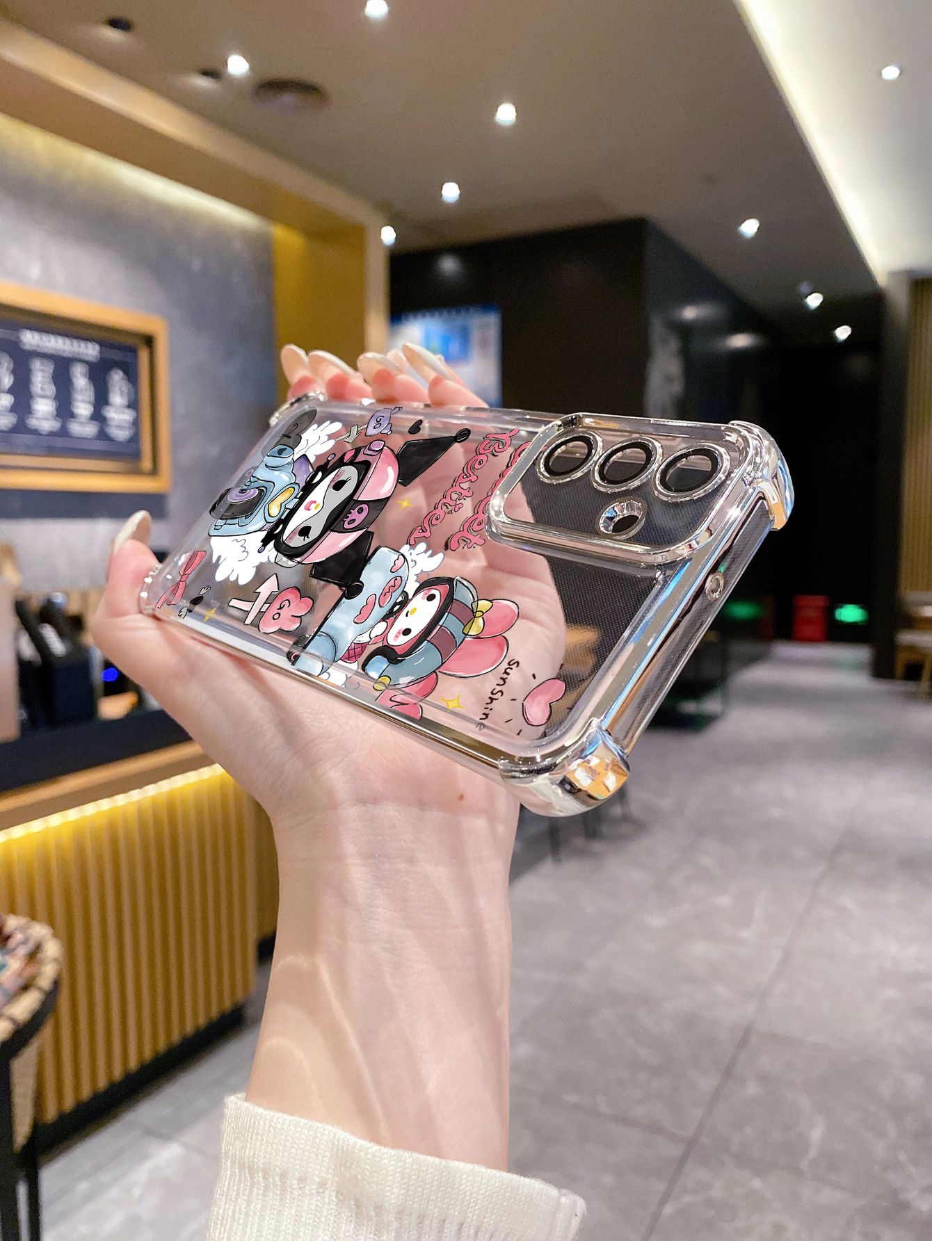 For OPPO A3X A2 Pro A1 A60 A18 A38 A17 A16 A57 A77 4G A59 A98 A78 A58 5G Sweet Kuromi Plating Frame Clear Phone Case Anti-shock Cover