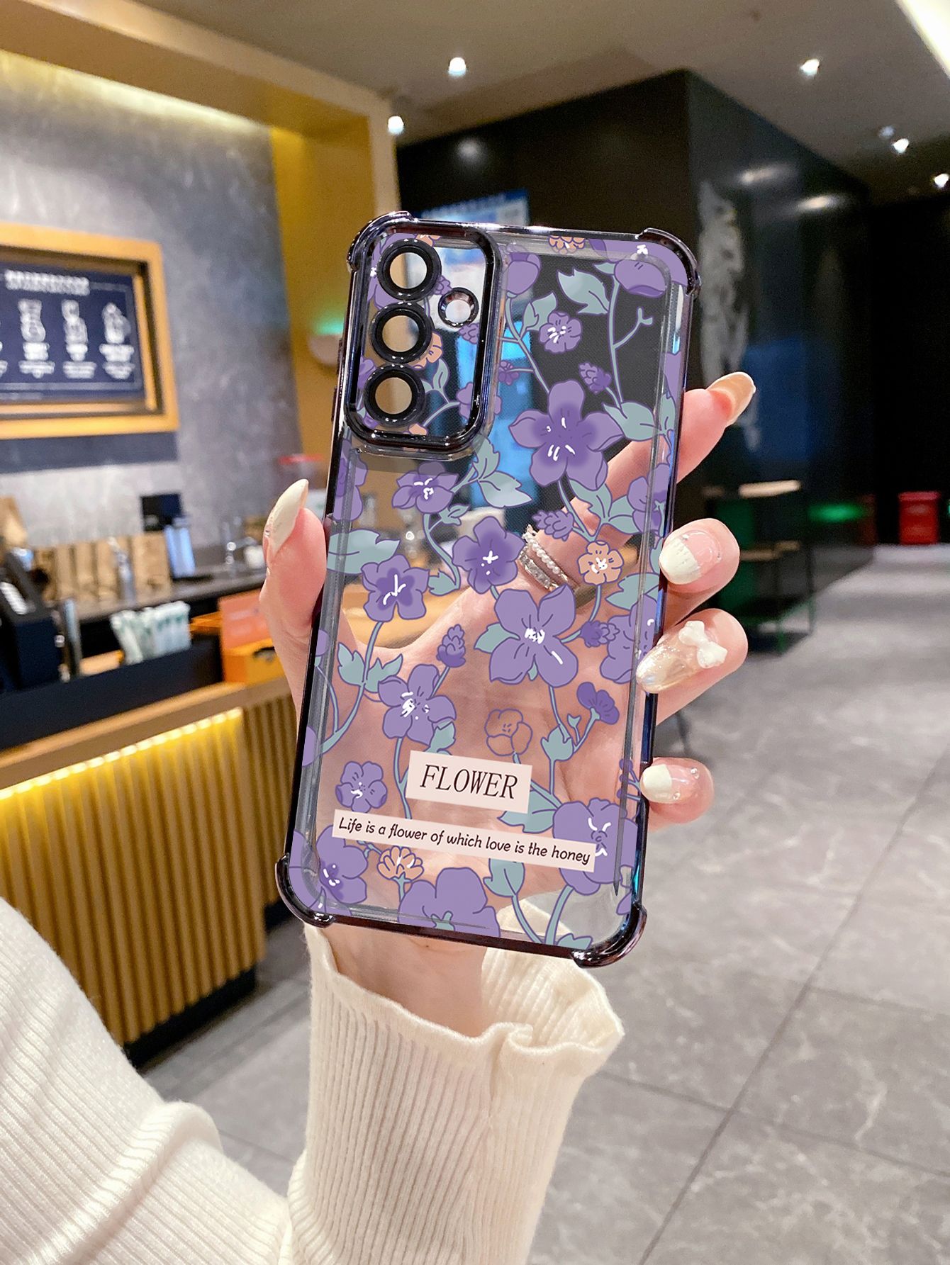 For Xiaomi Redmi Note 14 13 Pro 5G 12S 4G 12 Turbo 11S 13C 12C Purple Flower Plating Frame Clear Phone Case Anti-shock Cover