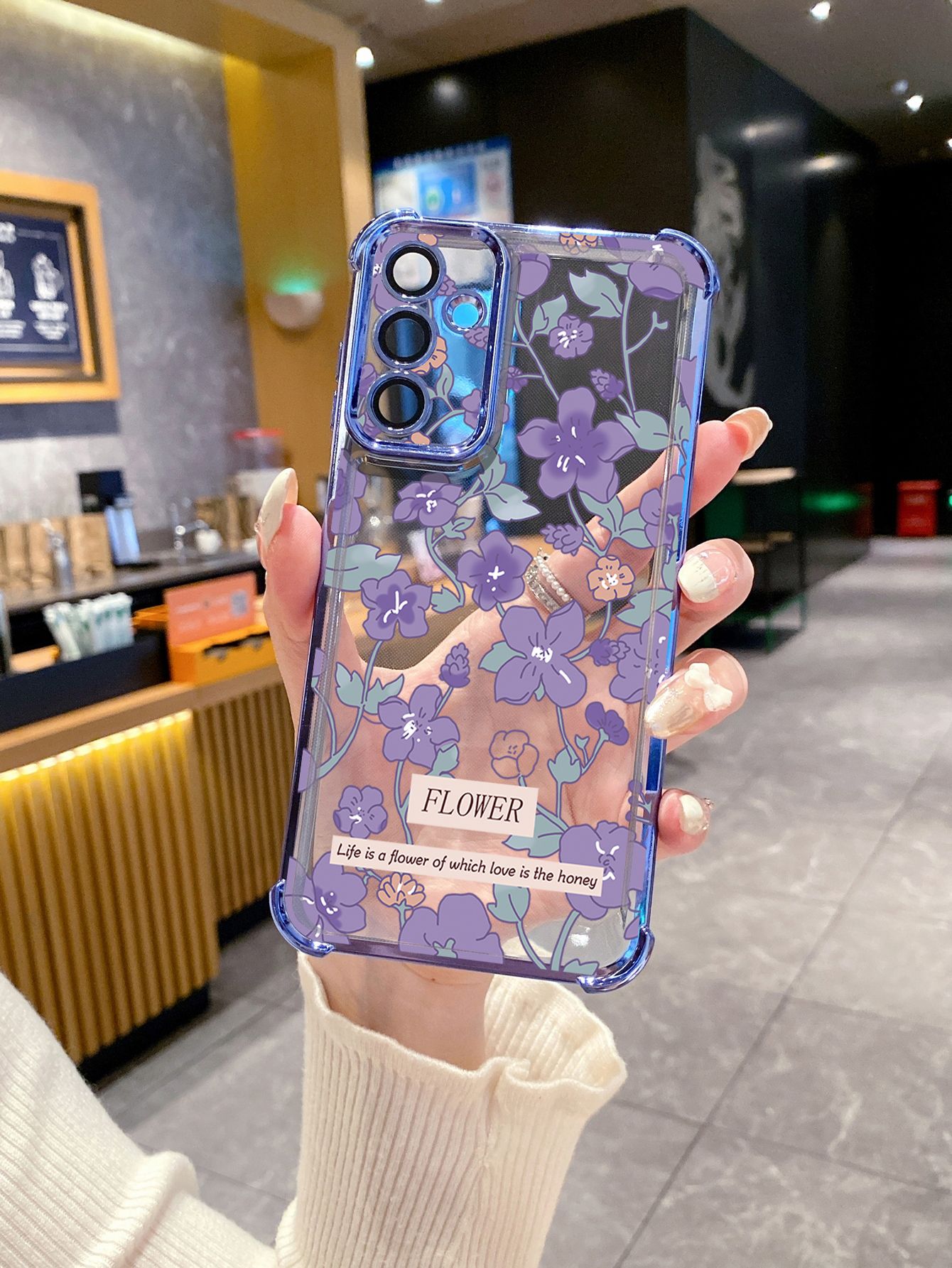For Xiaomi Redmi Note 14 13 Pro 5G 12S 4G 12 Turbo 11S 13C 12C Purple Flower Plating Frame Clear Phone Case Anti-shock Cover