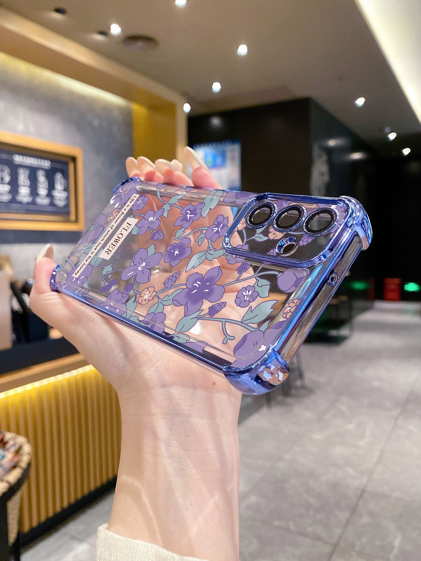 For Xiaomi Redmi Note 14 13 Pro 5G 12S 4G 12 Turbo 11S 13C 12C Purple Flower Plating Frame Clear Phone Case Anti-shock Cover
