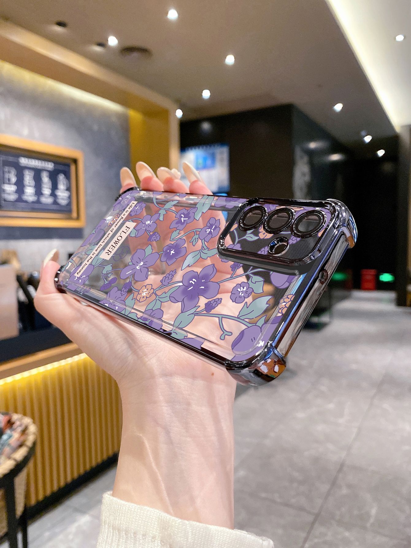For Xiaomi Redmi Note 14 13 Pro 5G 12S 4G 12 Turbo 11S 13C 12C Purple Flower Plating Frame Clear Phone Case Anti-shock Cover