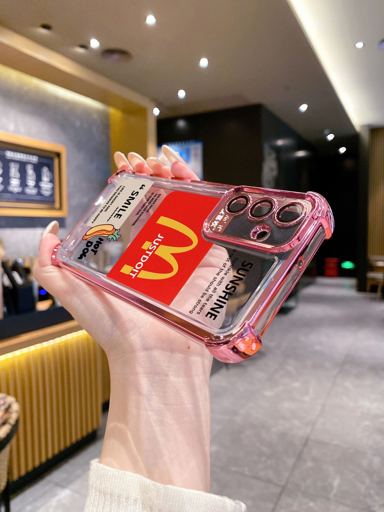 For iPhone 16 15 Pro Max 14 Plus 13 12 11 XR 8 7 SE 2022 XS Big Mac Plating Frame Clear Phone Case Anti-shock Cover