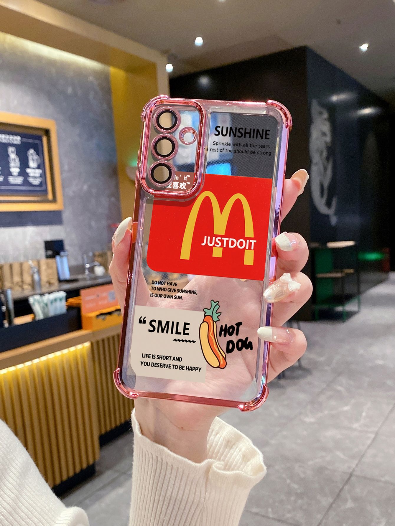 For iPhone 16 15 Pro Max 14 Plus 13 12 11 XR 8 7 SE 2022 XS Big Mac Plating Frame Clear Phone Case Anti-shock Cover