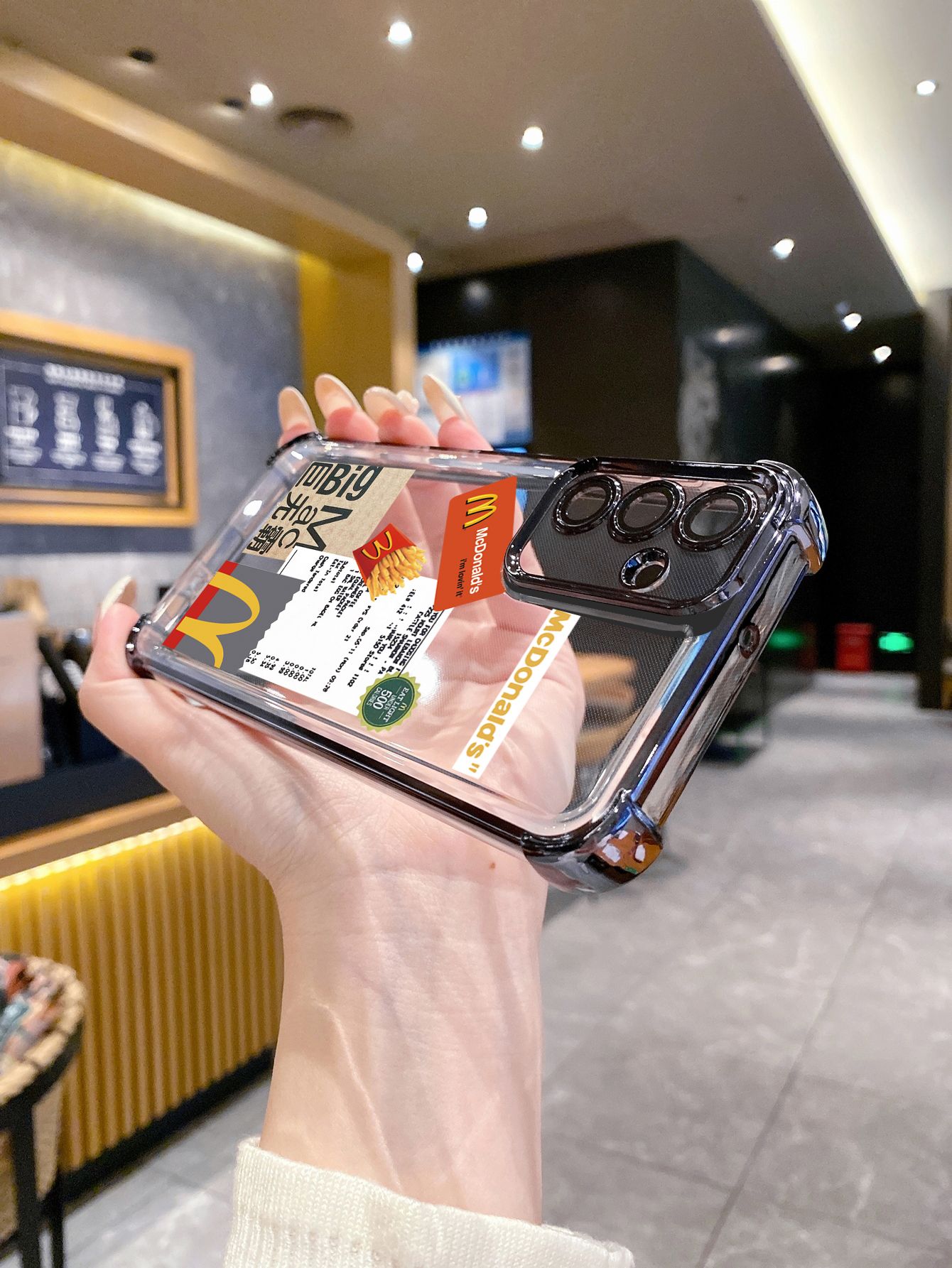 For iPhone 16 15 Pro Max 14 Plus 13 12 11 XR 8 7 SE 2022 XS Big Mac Plating Frame Clear Phone Case Anti-shock Cover