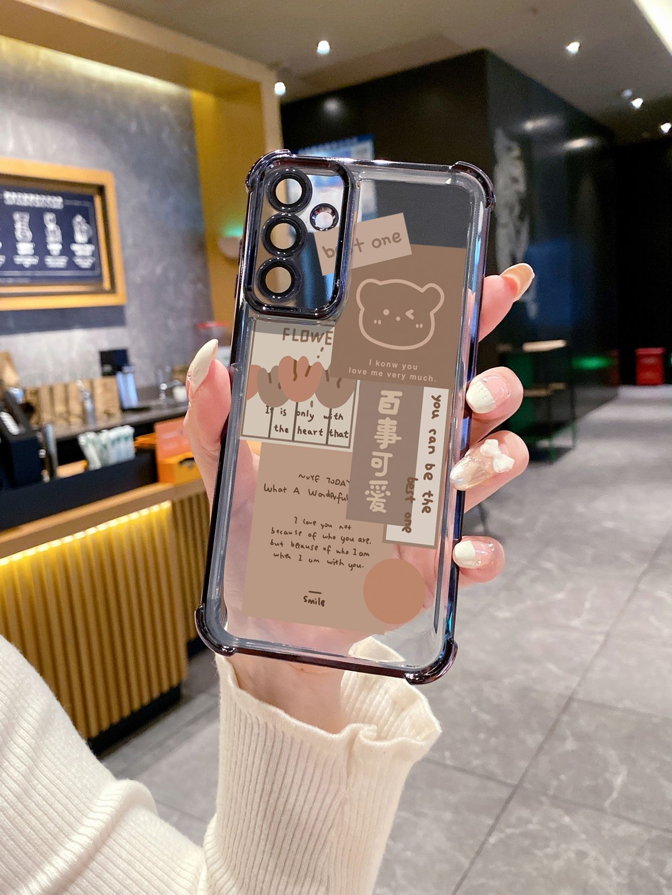 For Samsung Galaxy A15 A05 A35 A55 A14 A34 A33 A53 A73 A32 A56 A36 A06 A16 Cute Bears Plating Frame Clear Phone Case Anti-shock Cover