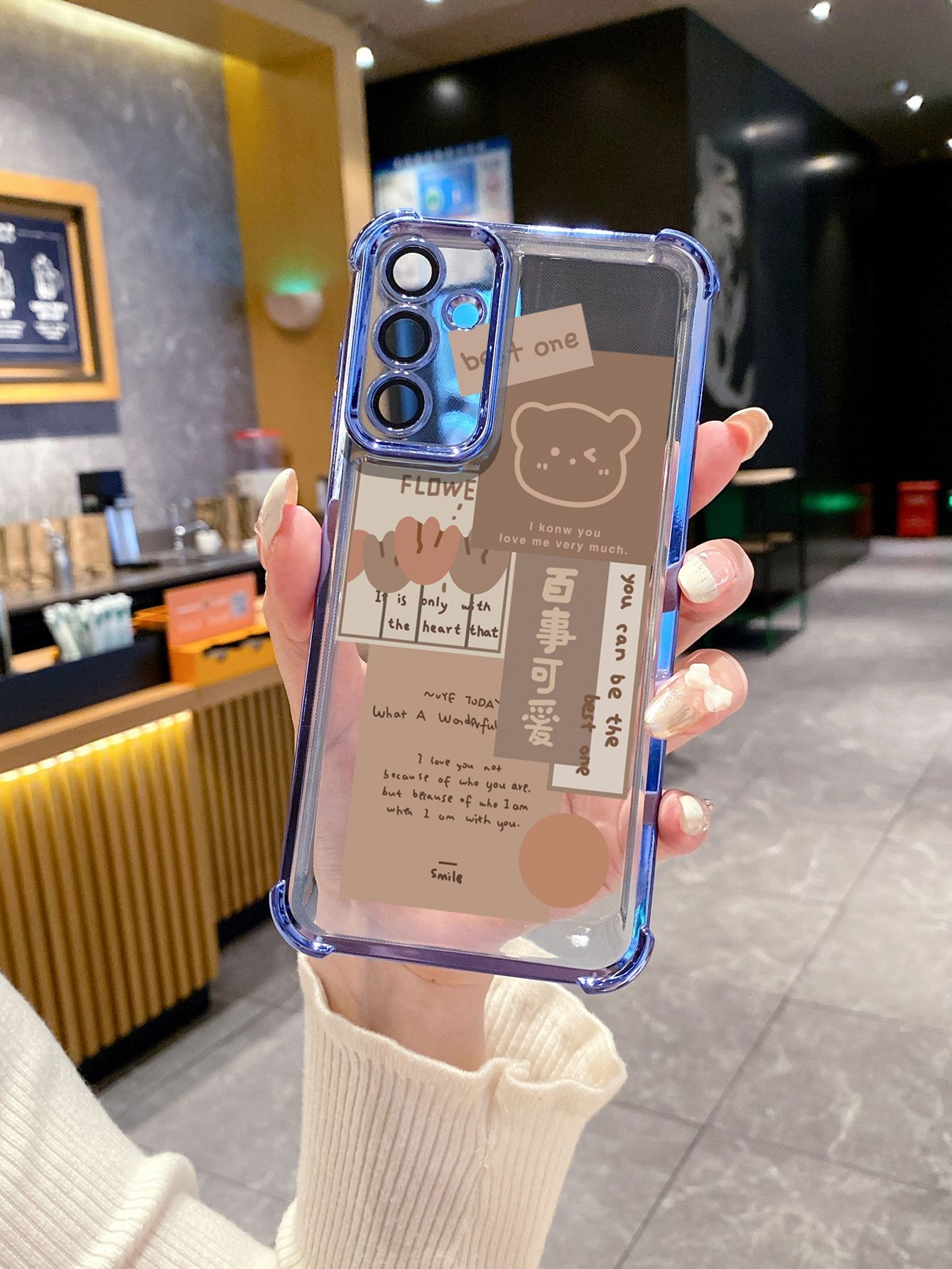 For Samsung Galaxy A15 A05 A35 A55 A14 A34 A33 A53 A73 A32 A56 A36 A06 A16 Cute Bears Plating Frame Clear Phone Case Anti-shock Cover