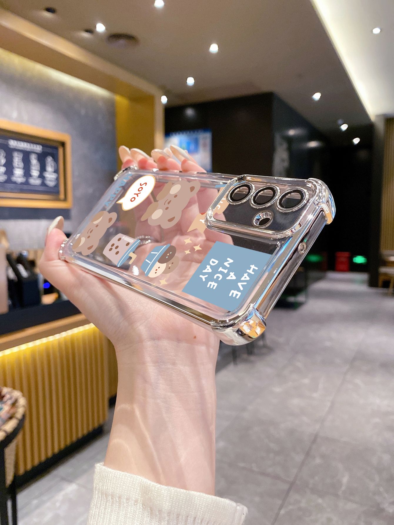 For Samsung Galaxy A15 A05 A35 A55 A14 A34 A33 A53 A73 A32 A56 A36 A06 A16 Cute Bears Plating Frame Clear Phone Case Anti-shock Cover