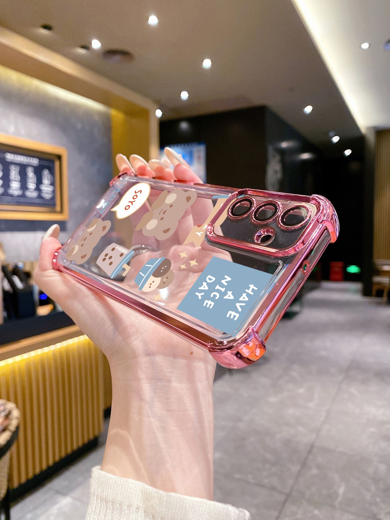 For Samsung Galaxy A15 A05 A35 A55 A14 A34 A33 A53 A73 A32 A56 A36 A06 A16 Cute Bears Plating Frame Clear Phone Case Anti-shock Cover