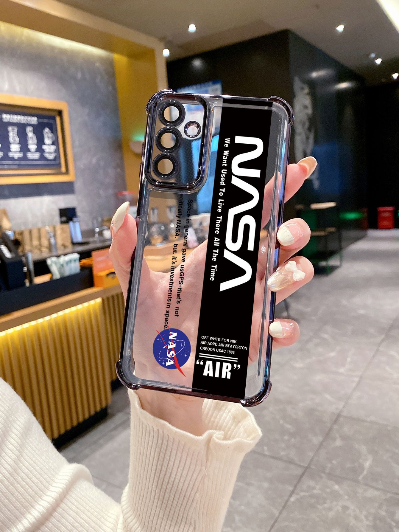 For iPhone 16 15 Pro Max 14 Plus 13 12 11 XR 8 7 SE 2022 XS NASA Kaws Plating Frame Clear Phone Case Anti-shock Cover