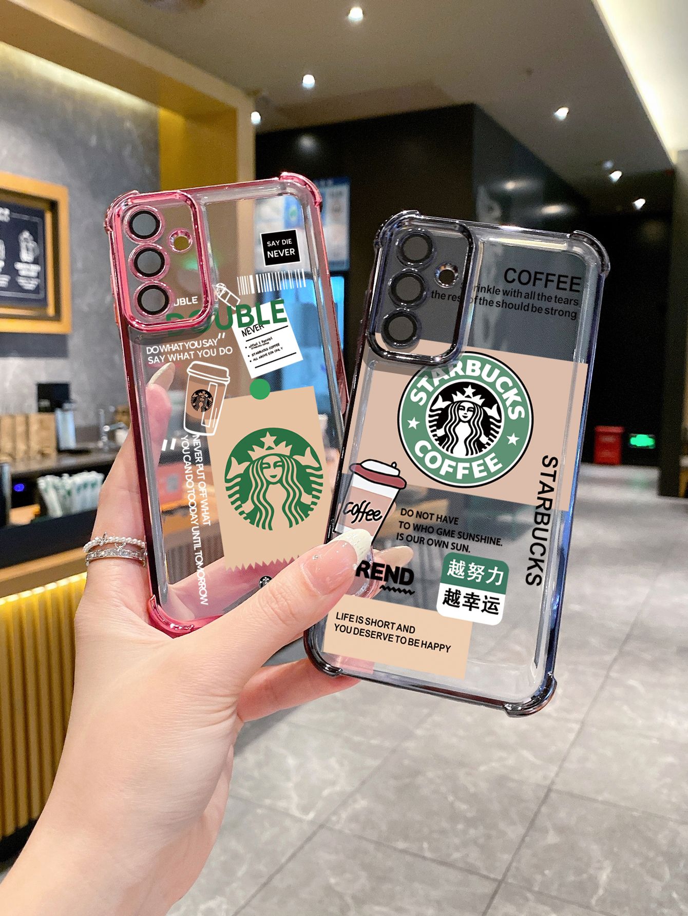 For Huawei Pura 70 Ultra Mate 60 70 Pro Honor 300 200 X9A 90 Lite Starbucks Plating Frame Clear Phone Case Anti-shock Cover