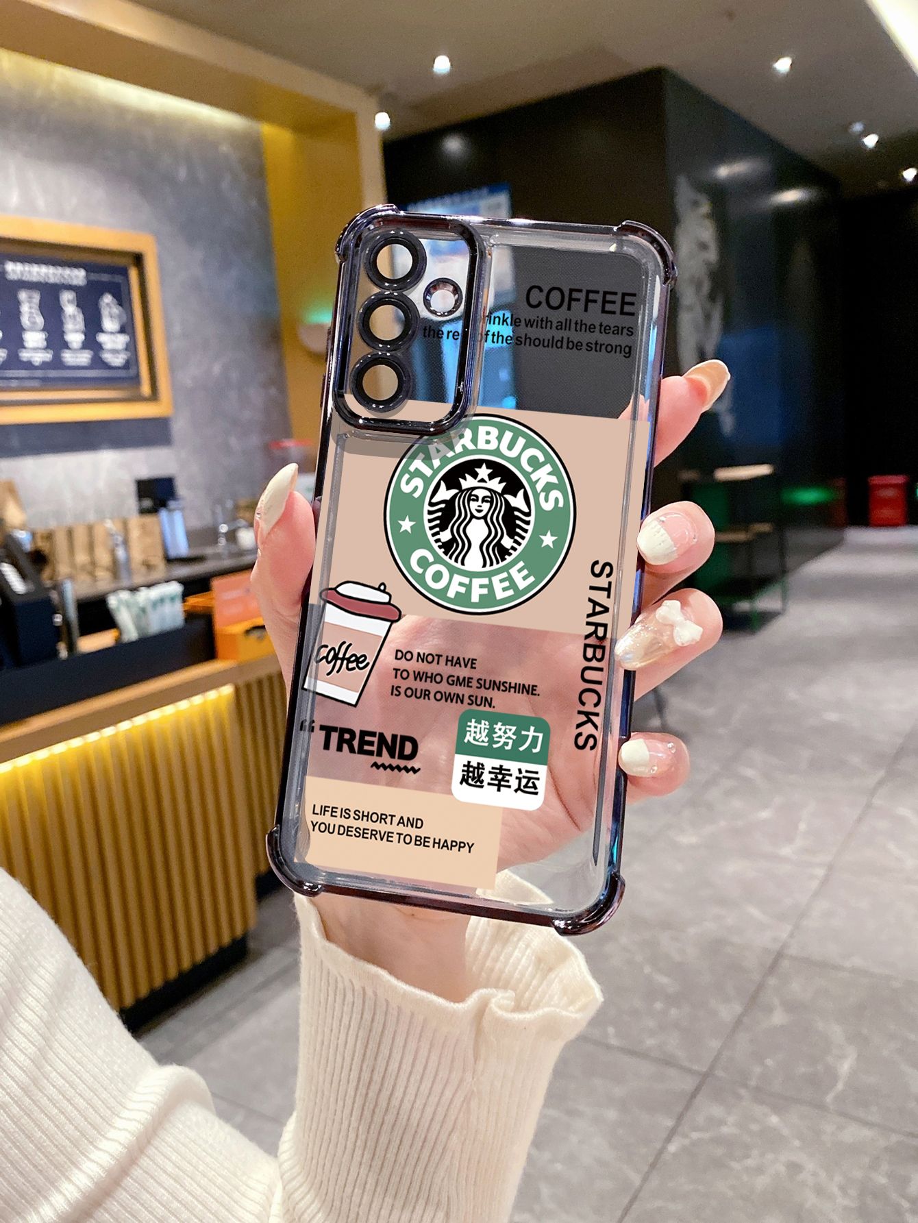 For Huawei Pura 70 Ultra Mate 60 70 Pro Honor 300 200 X9A 90 Lite Starbucks Plating Frame Clear Phone Case Anti-shock Cover